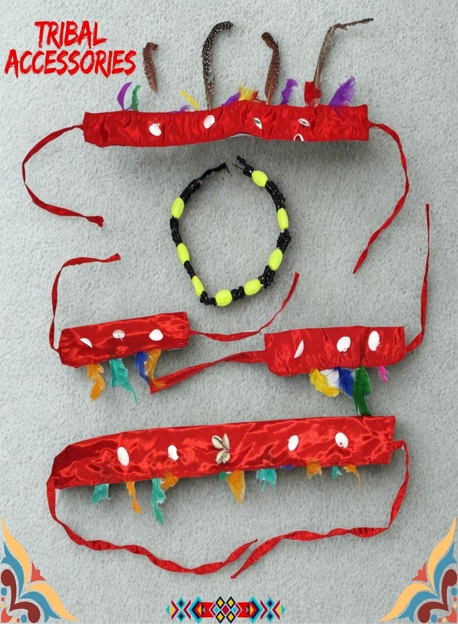 كاكو فانسي دريسيس مجموعة إكسسوارات قبلية للأطفال من كاكو فانسي دريسز - طقم عصابة رأس وقلادة وسوار تقليدي للأزياء التنكرية - Image 3